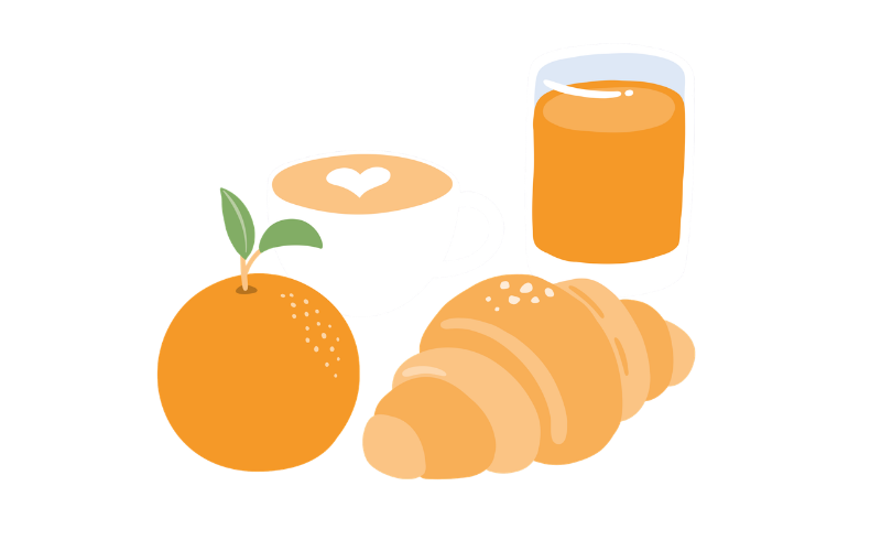 illustrations-of-an-orange-teacup-croissant-and-juice
